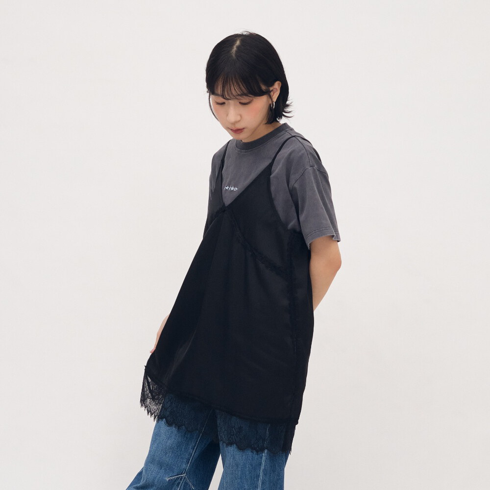 緞面蕾絲拼接背心