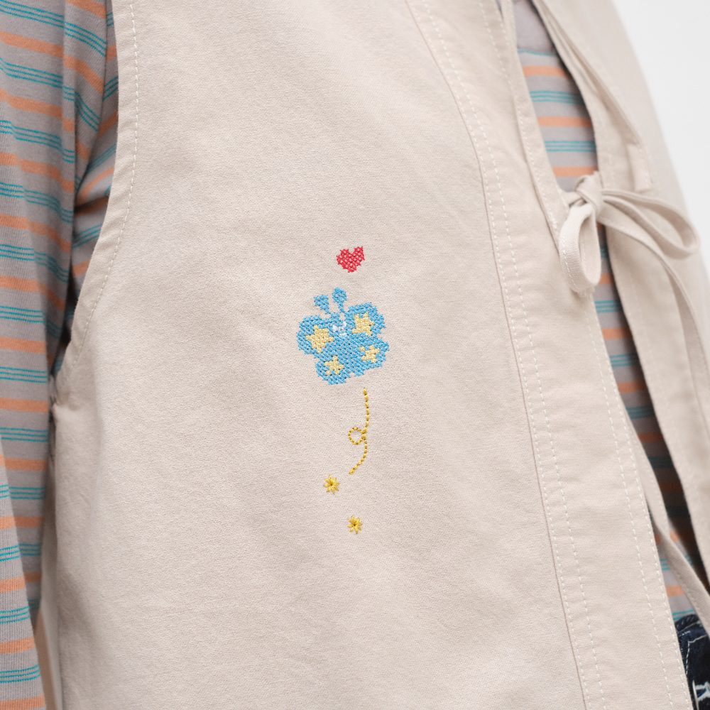 星星塗鴉刺繡綁帶背心