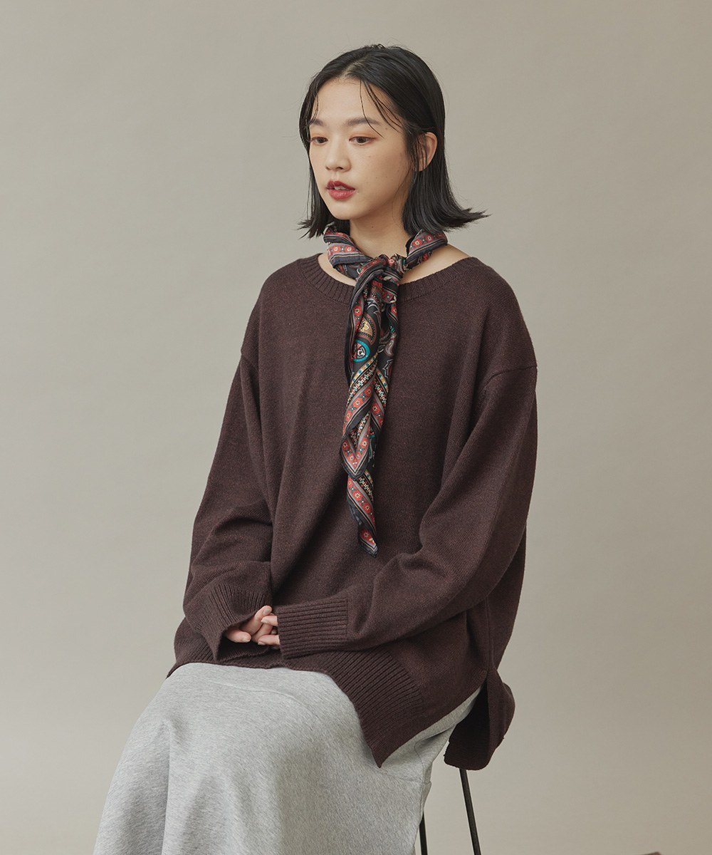 下襬開衩針織上衣