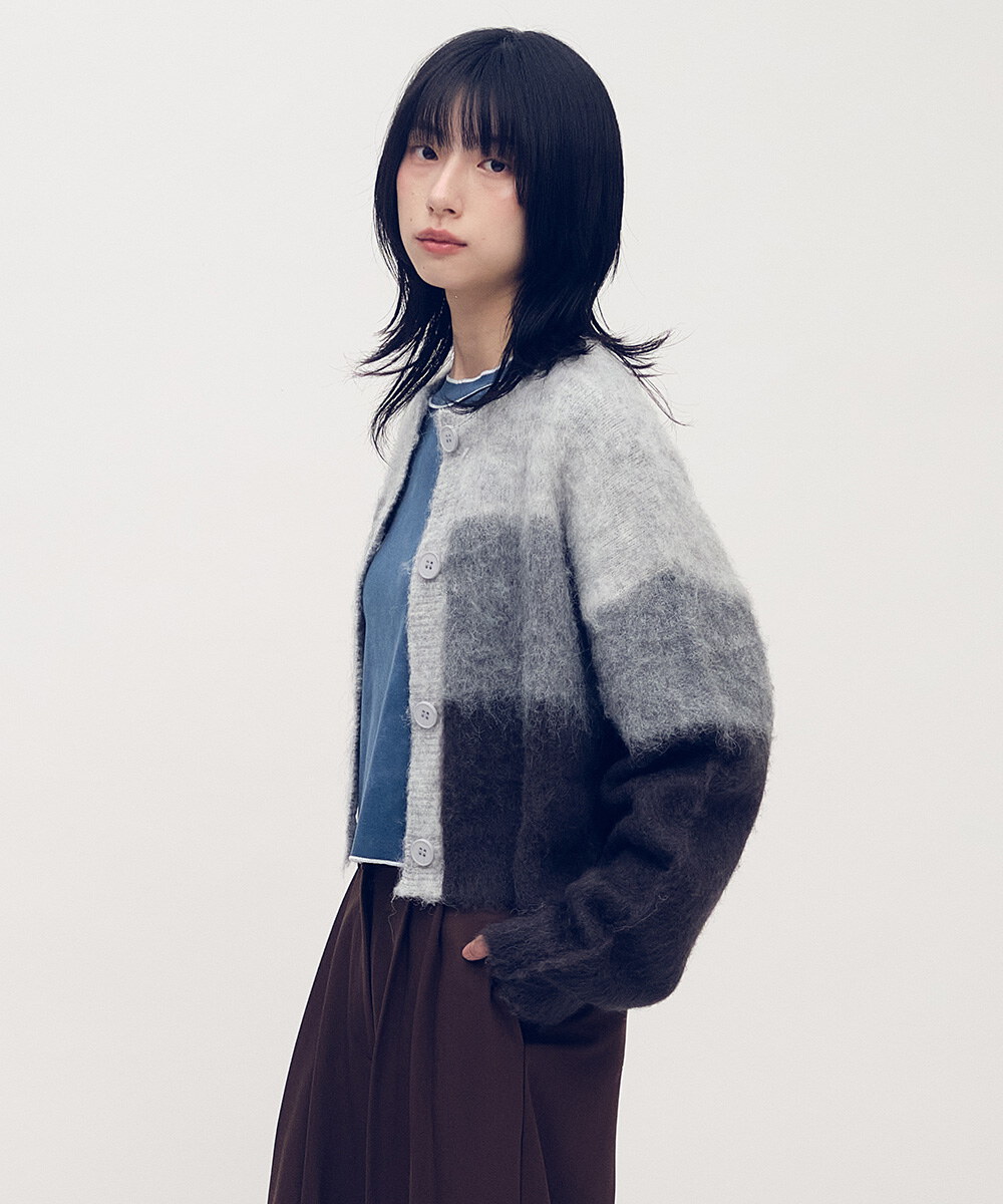 漸層短版針織外套