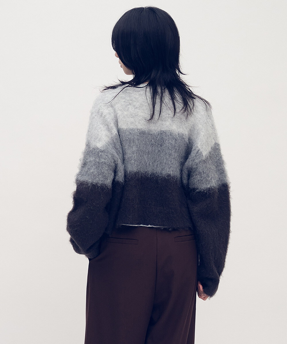 漸層短版針織外套