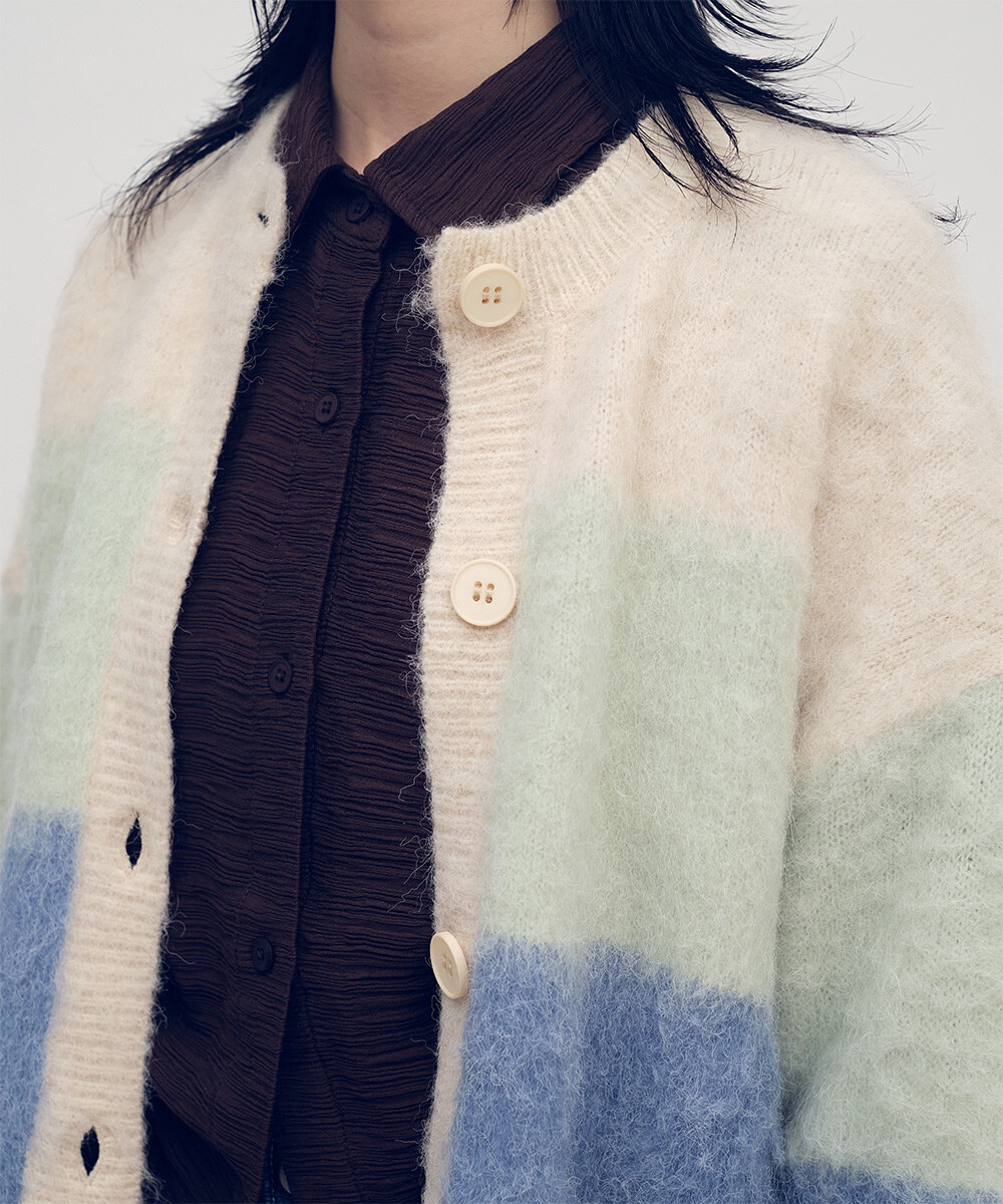 漸層短版針織外套