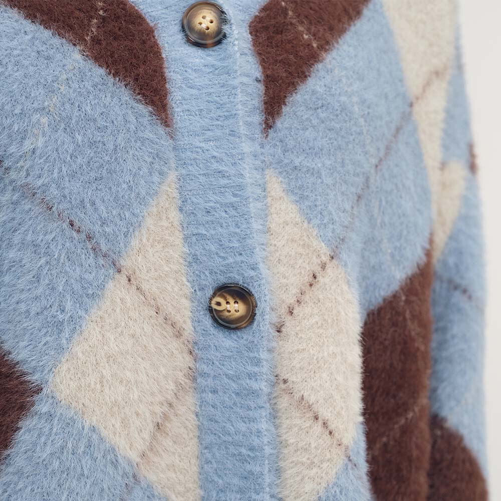 菱格紋針織開襟外套