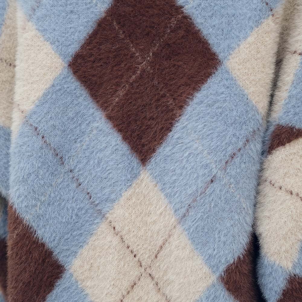 菱格紋針織開襟外套