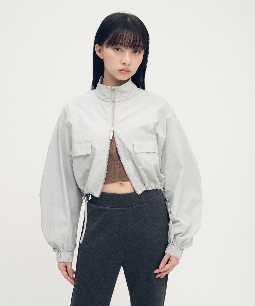 澎袖立領外套