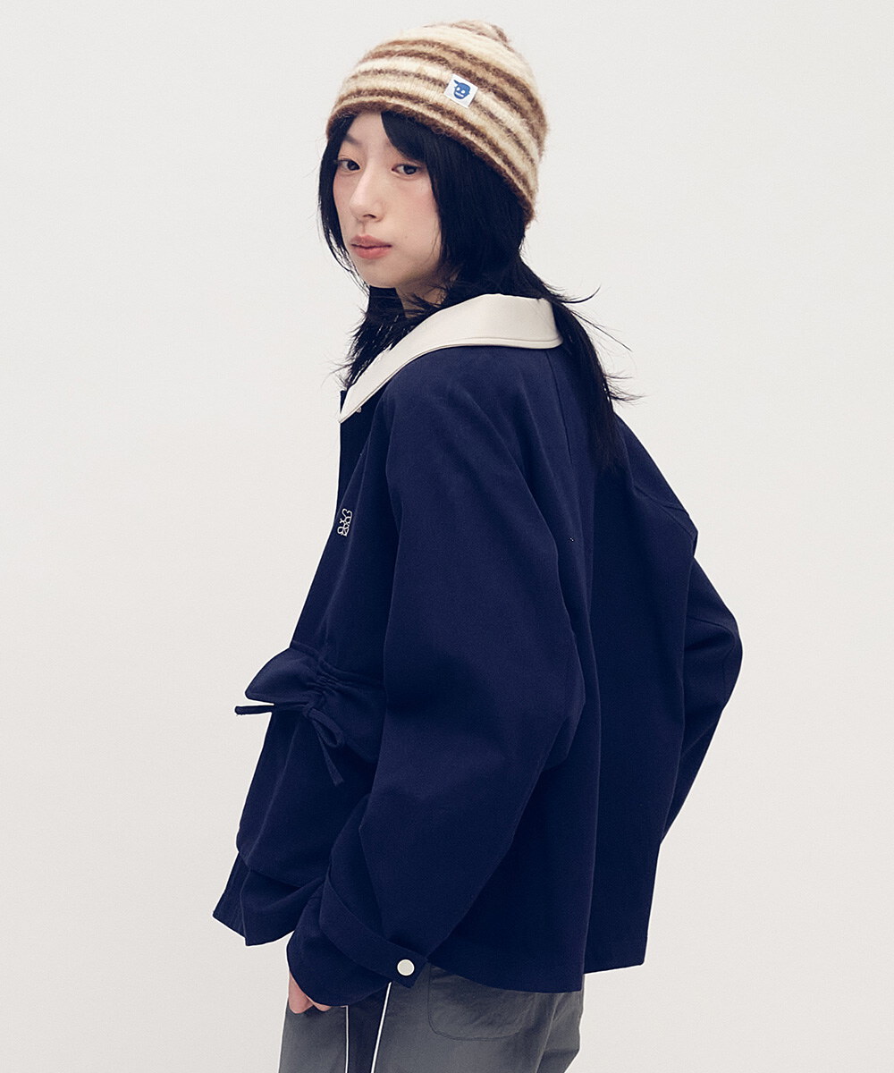 拼接領水洗棉外套