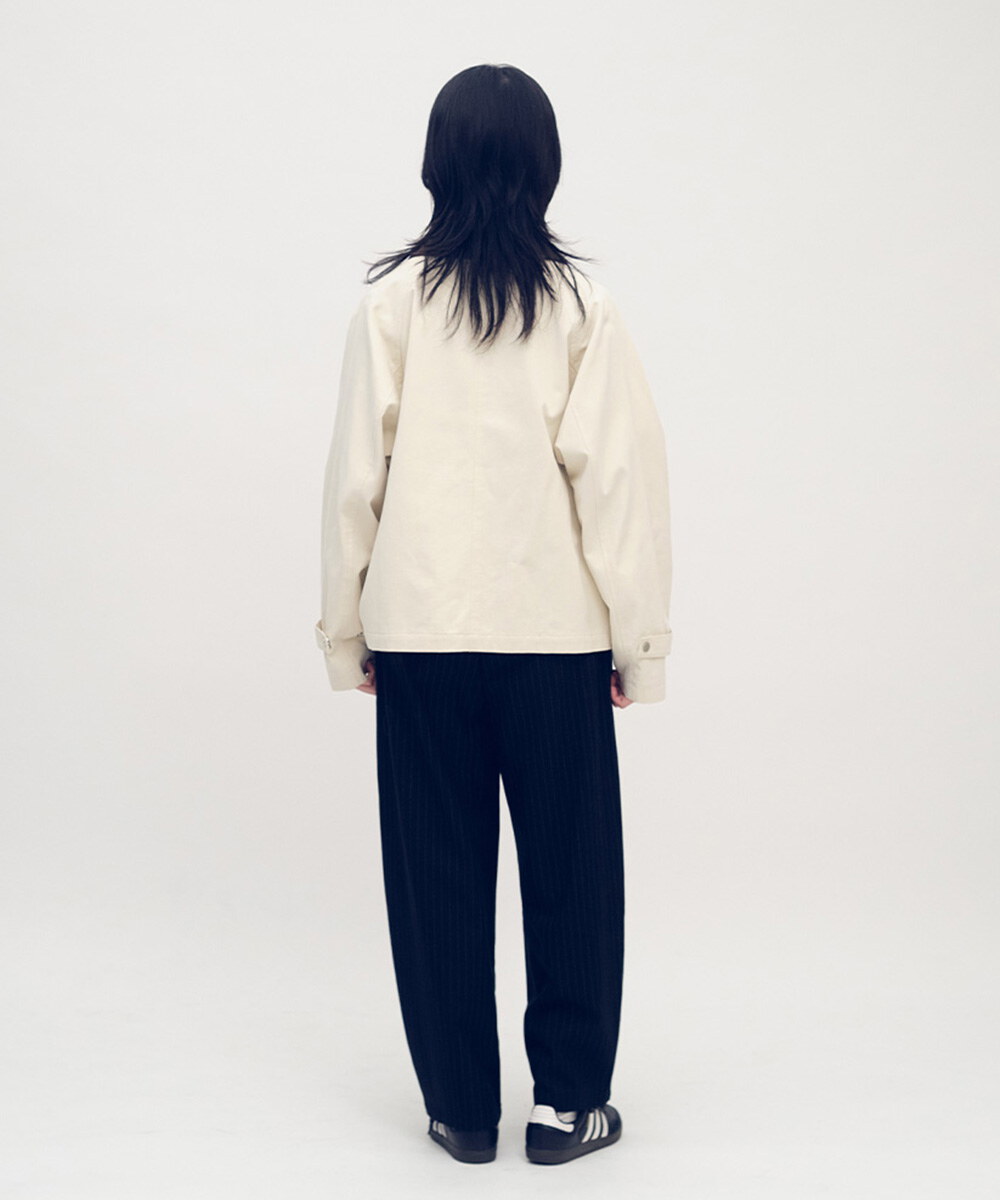 拼接領水洗棉外套