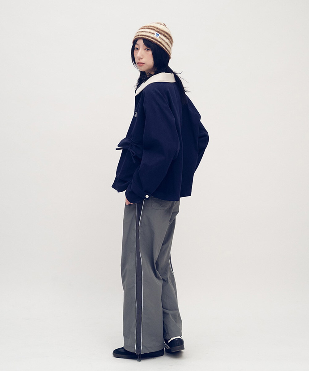 拼接領水洗棉外套