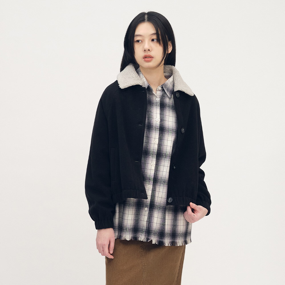 可拆領短版毛呢外套