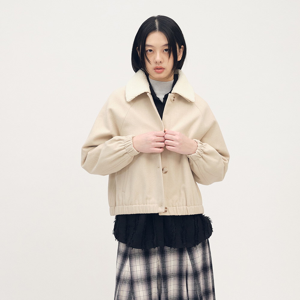 可拆領短版毛呢外套