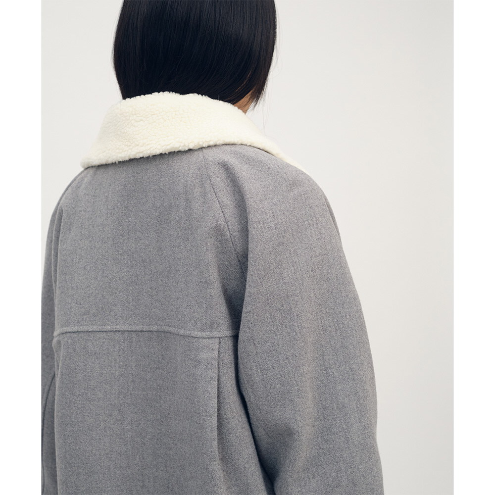 可拆領短版毛呢外套