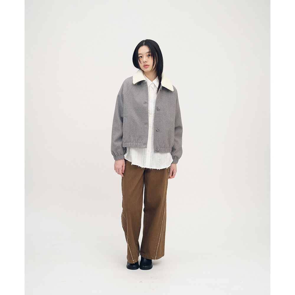 可拆領短版毛呢外套