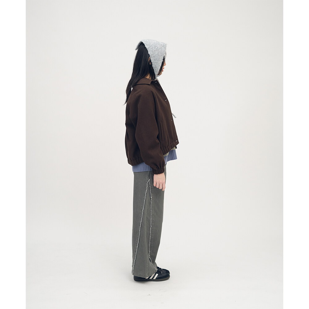 可拆領短版毛呢外套