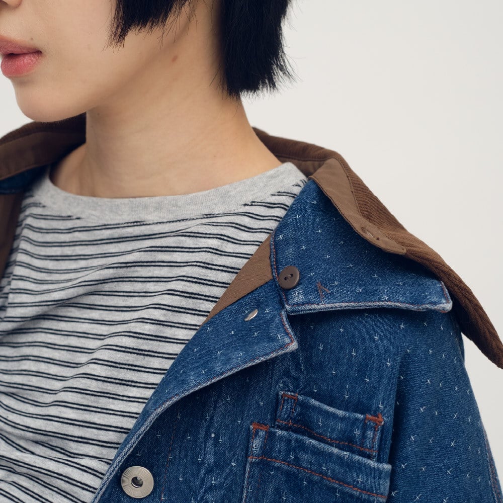 星點丹寧拼接外套