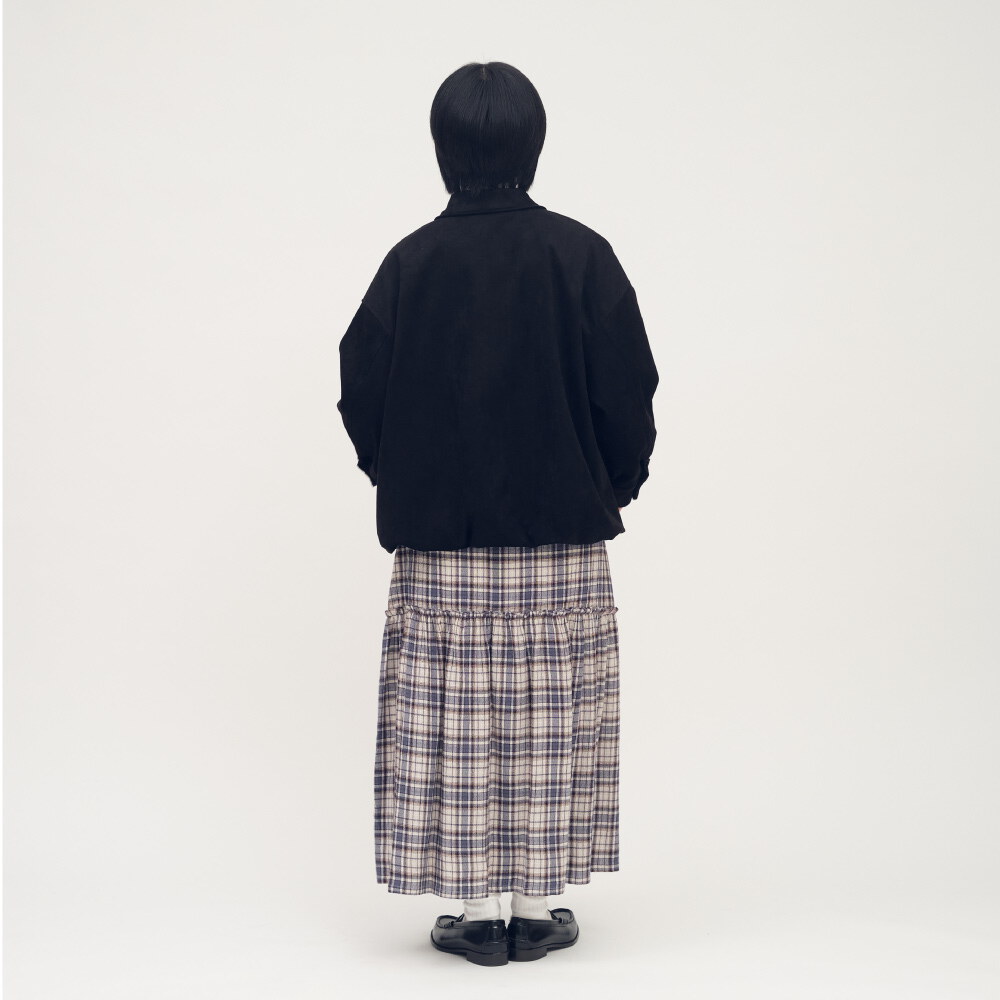 立領氣球下擺麂皮外套