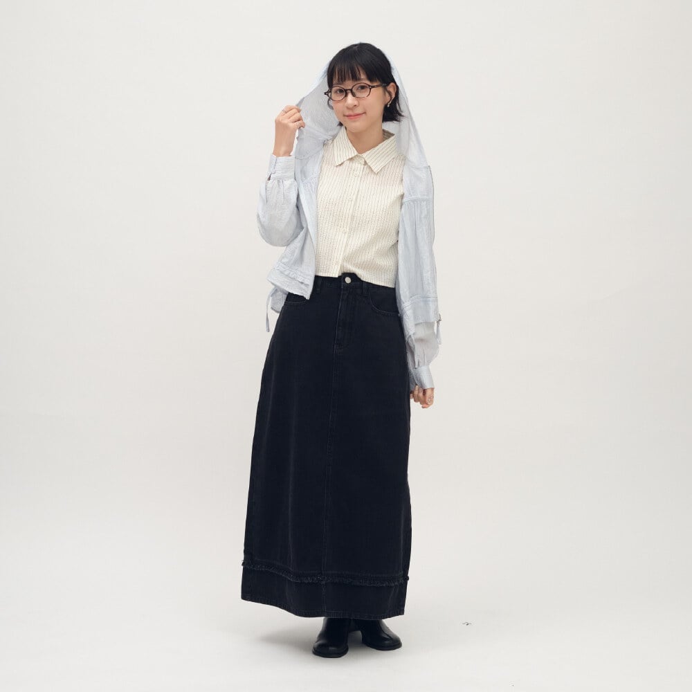 細褶透膚連帽罩衫