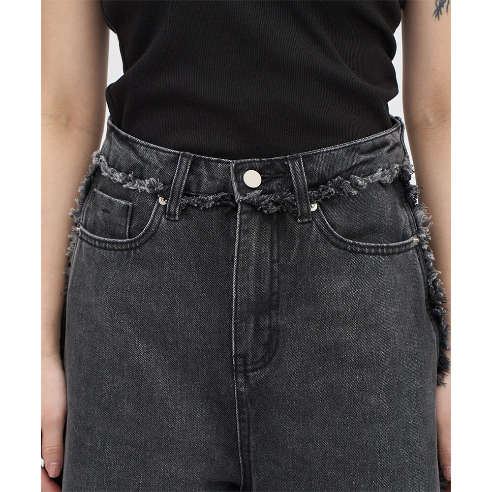 不收邊丹寧七分褲