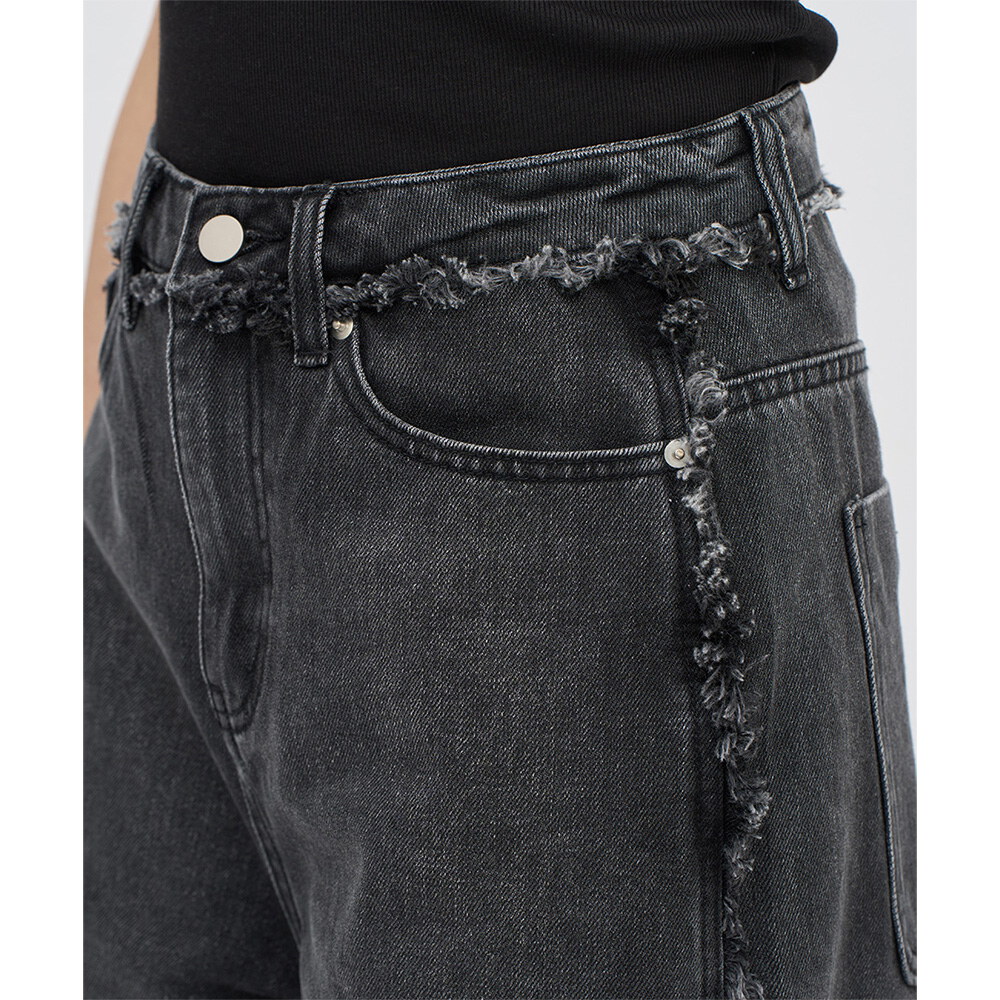 不收邊丹寧七分褲