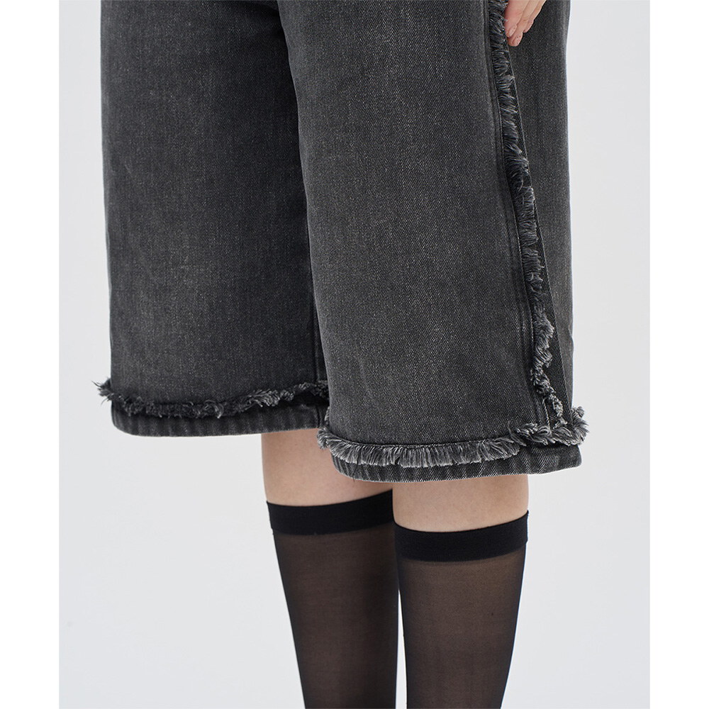 不收邊丹寧七分褲