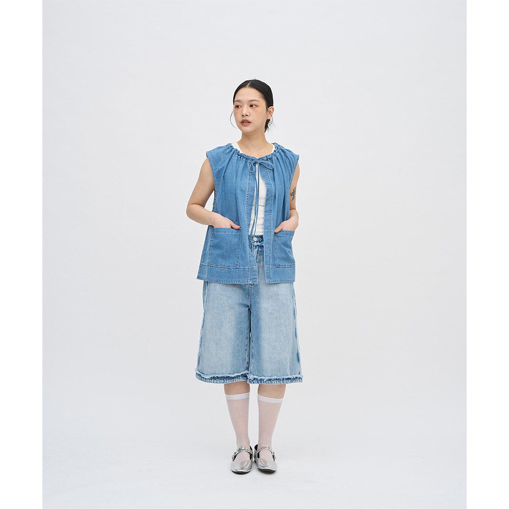 不收邊丹寧七分褲