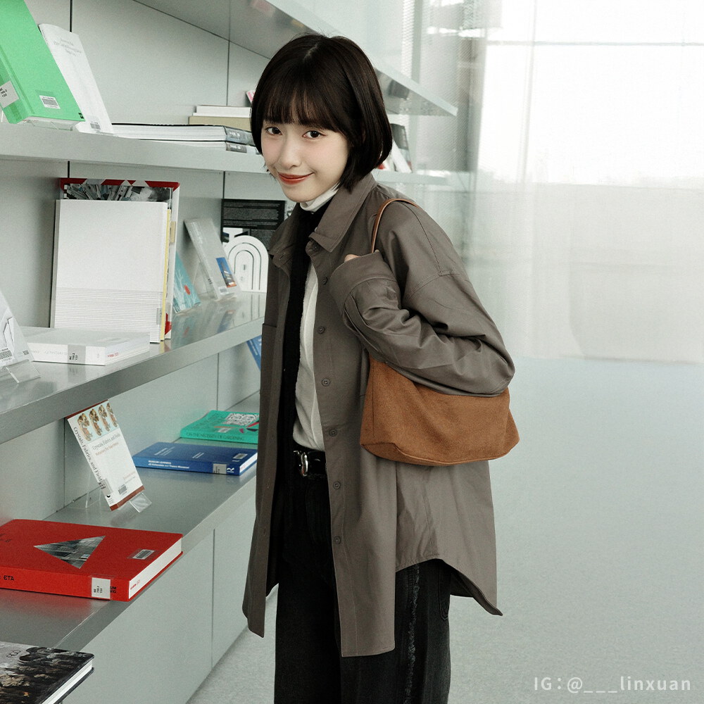 絨面皮感單肩包