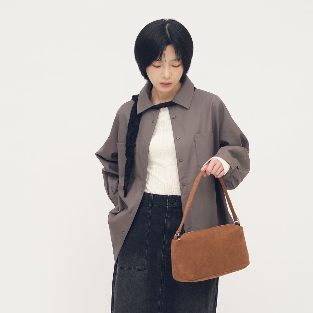 絨面皮感單肩包