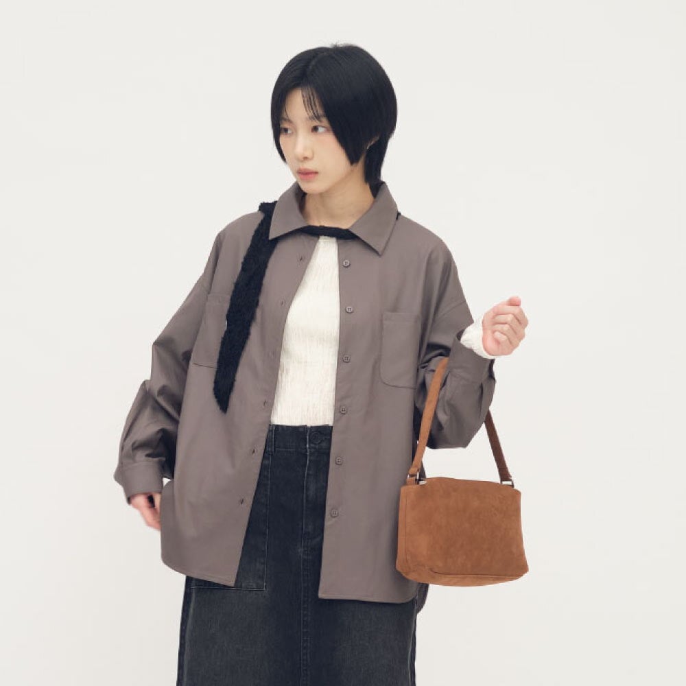 絨面皮感單肩包