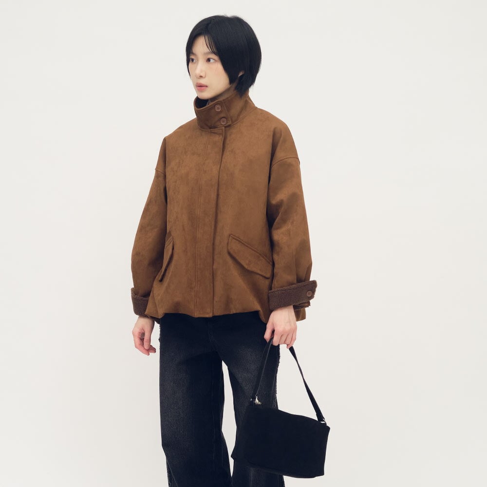 絨面皮感單肩包