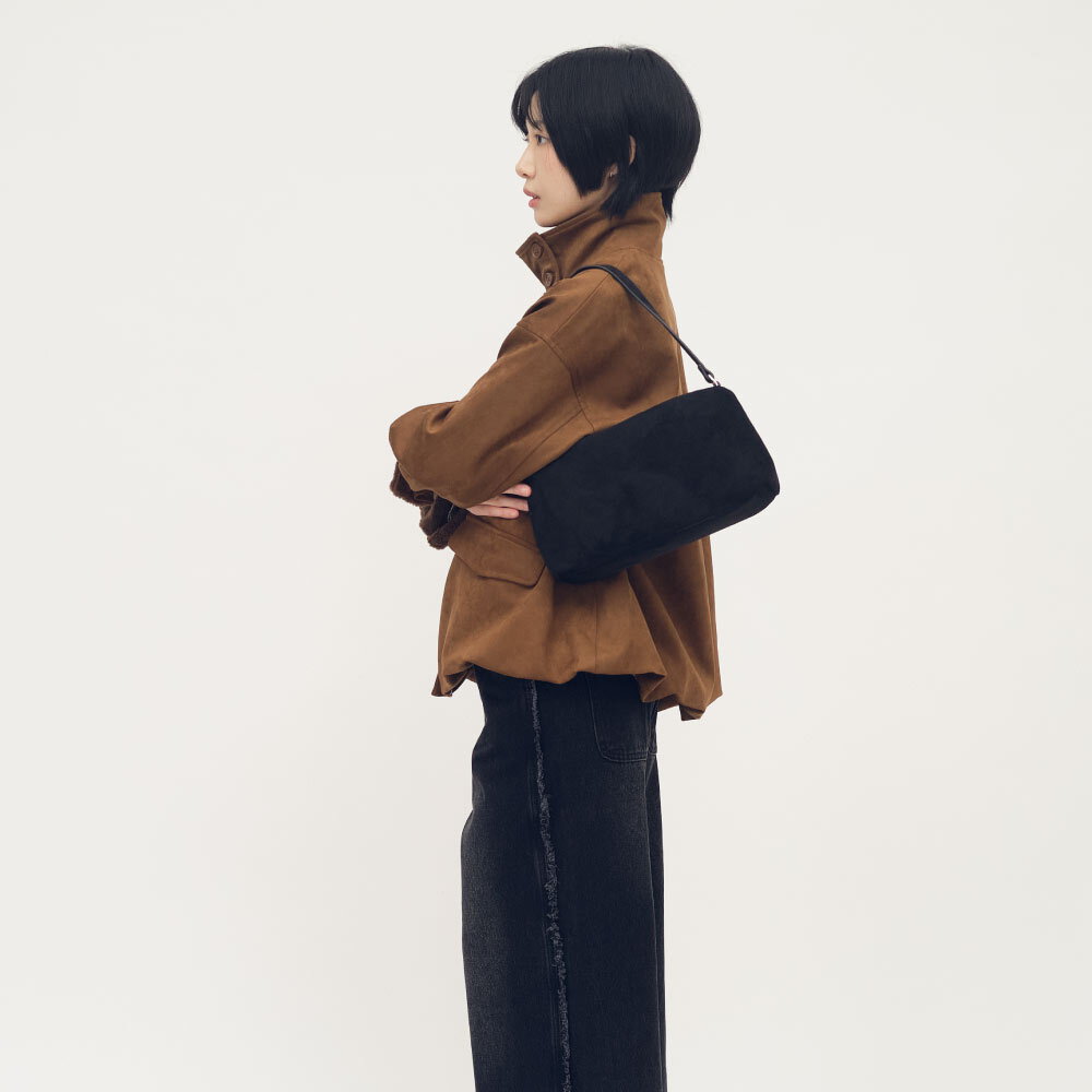 絨面皮感單肩包