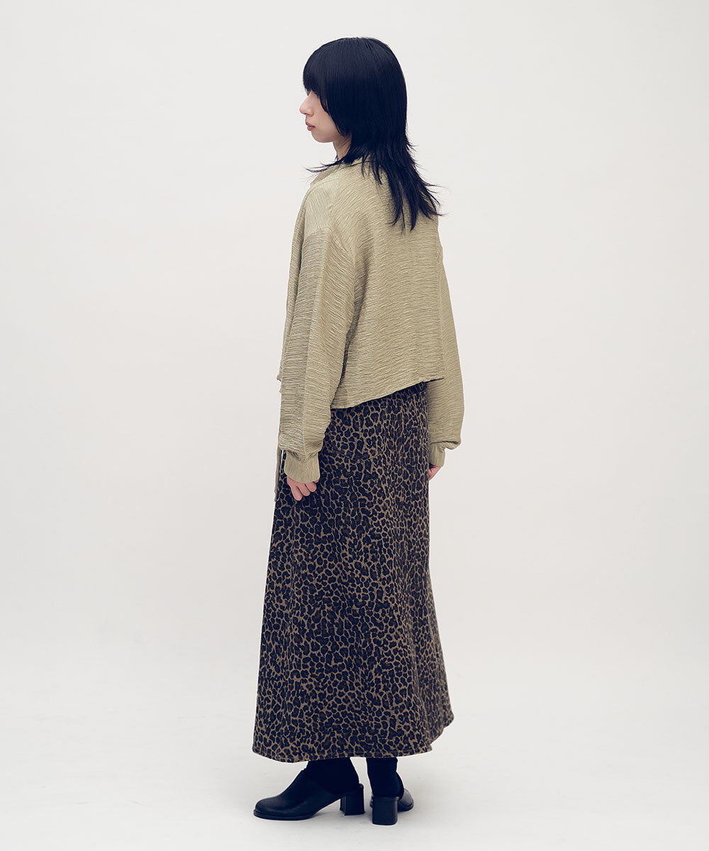 短版壓紋抽繩襯衫