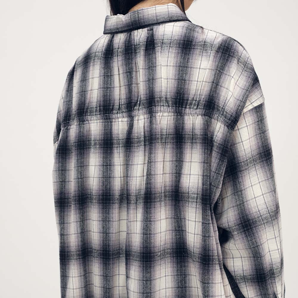 流蘇下擺格紋襯衫