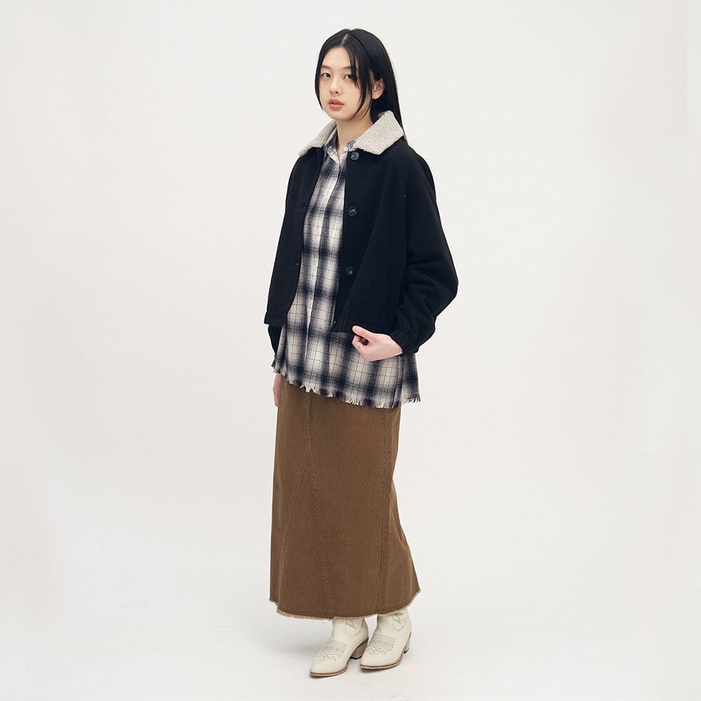 流蘇下擺格紋襯衫