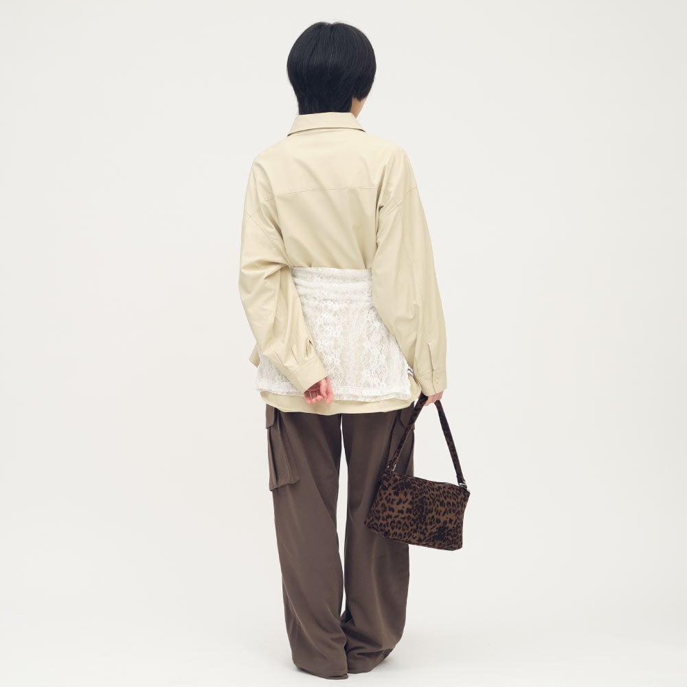 皮感大口袋襯衫