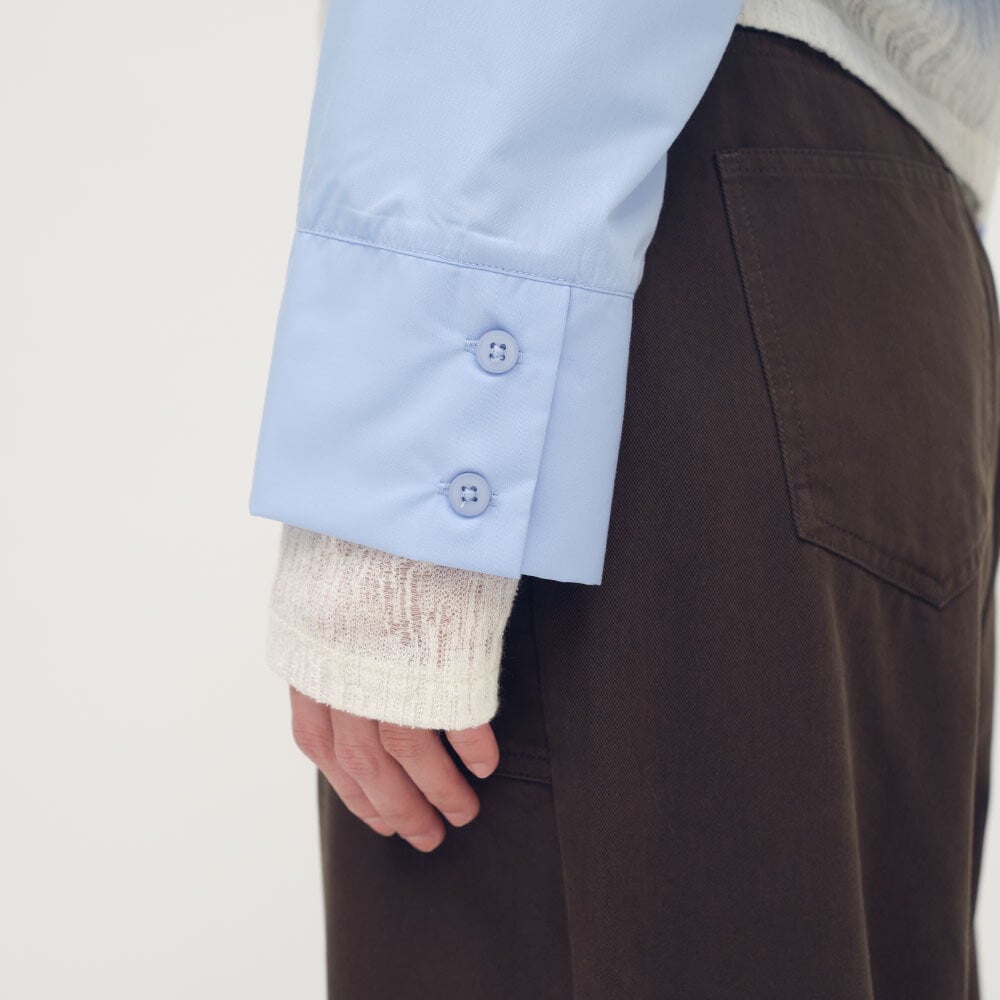 抽繩寬袖短版襯衫