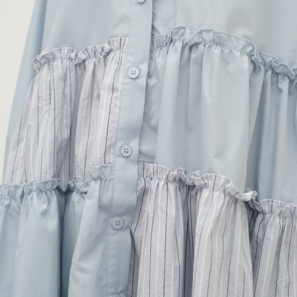 拼接細褶蛋糕襯衫