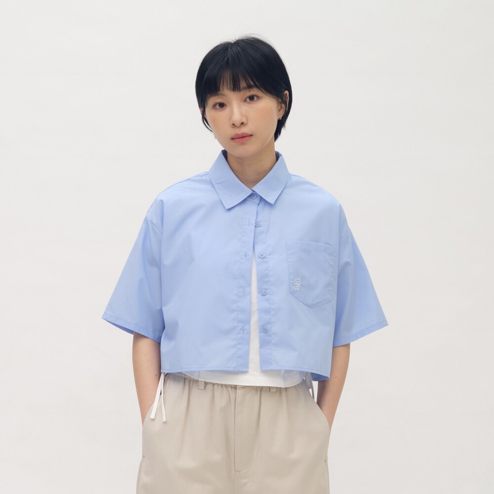 氣球下擺短袖襯衫