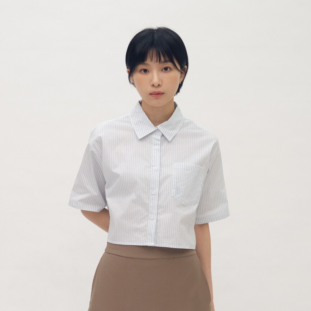 氣球下擺短袖襯衫