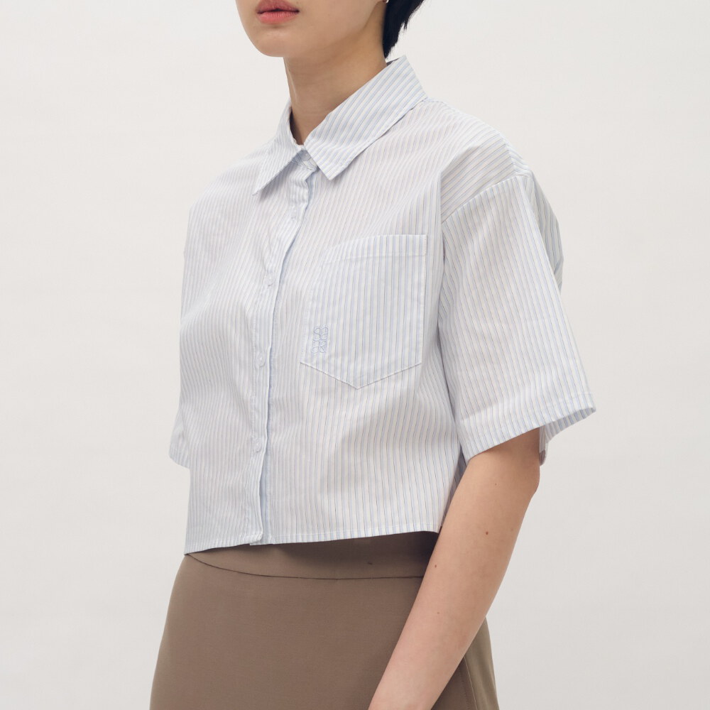 氣球下擺短袖襯衫