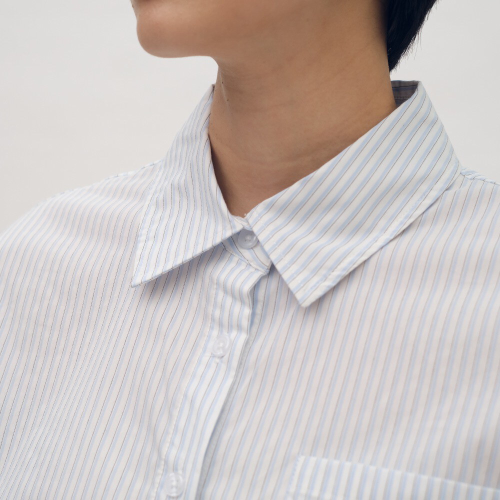 氣球下擺短袖襯衫