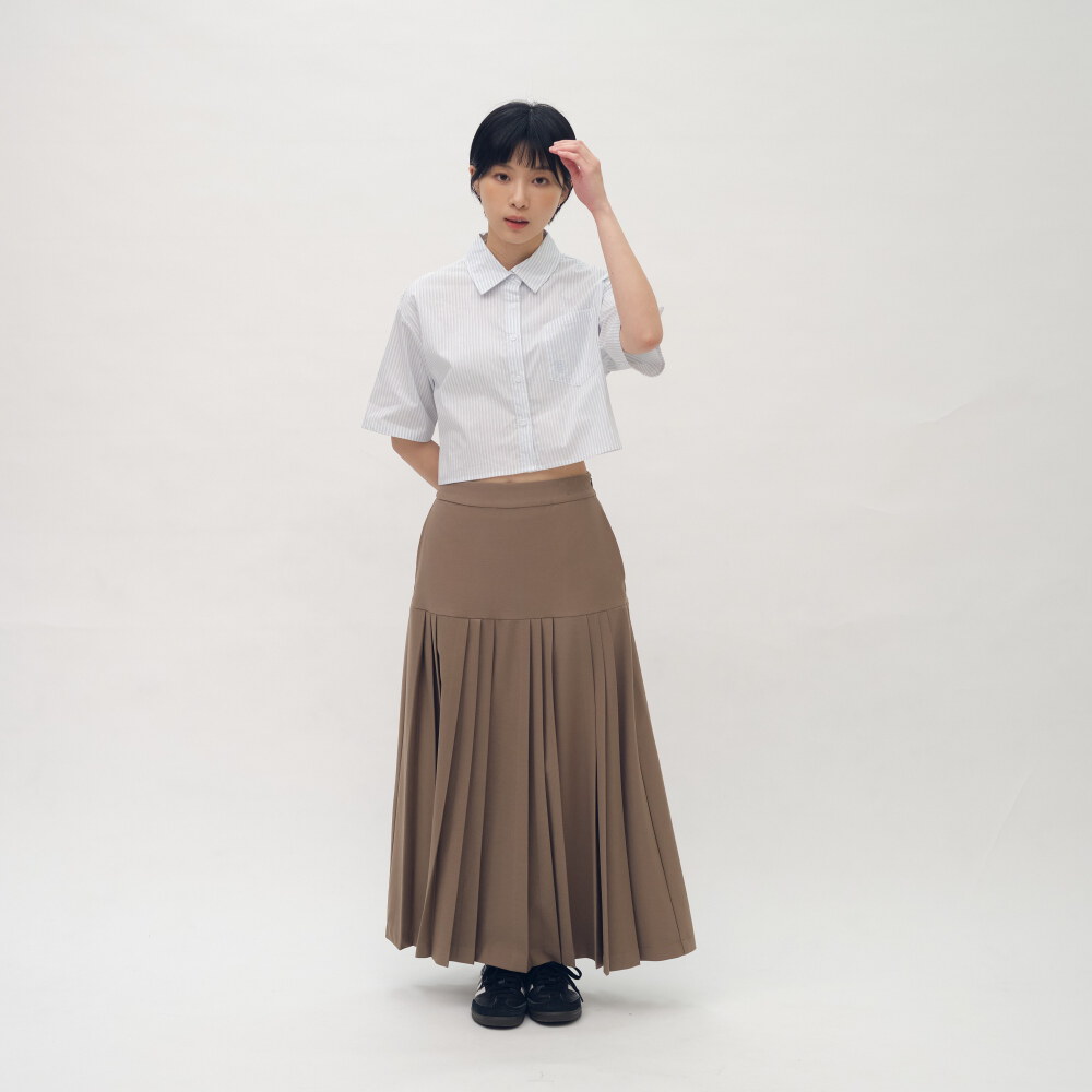 氣球下擺短袖襯衫