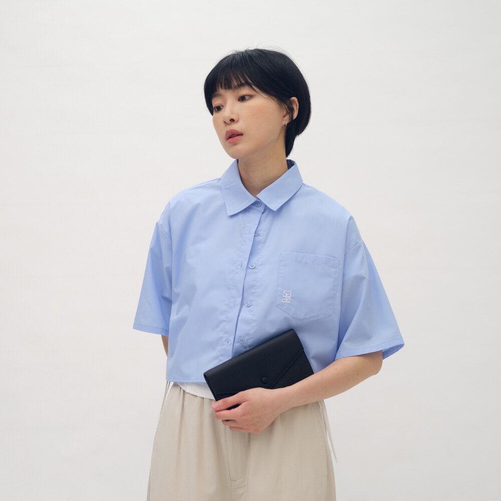 氣球下擺短袖襯衫