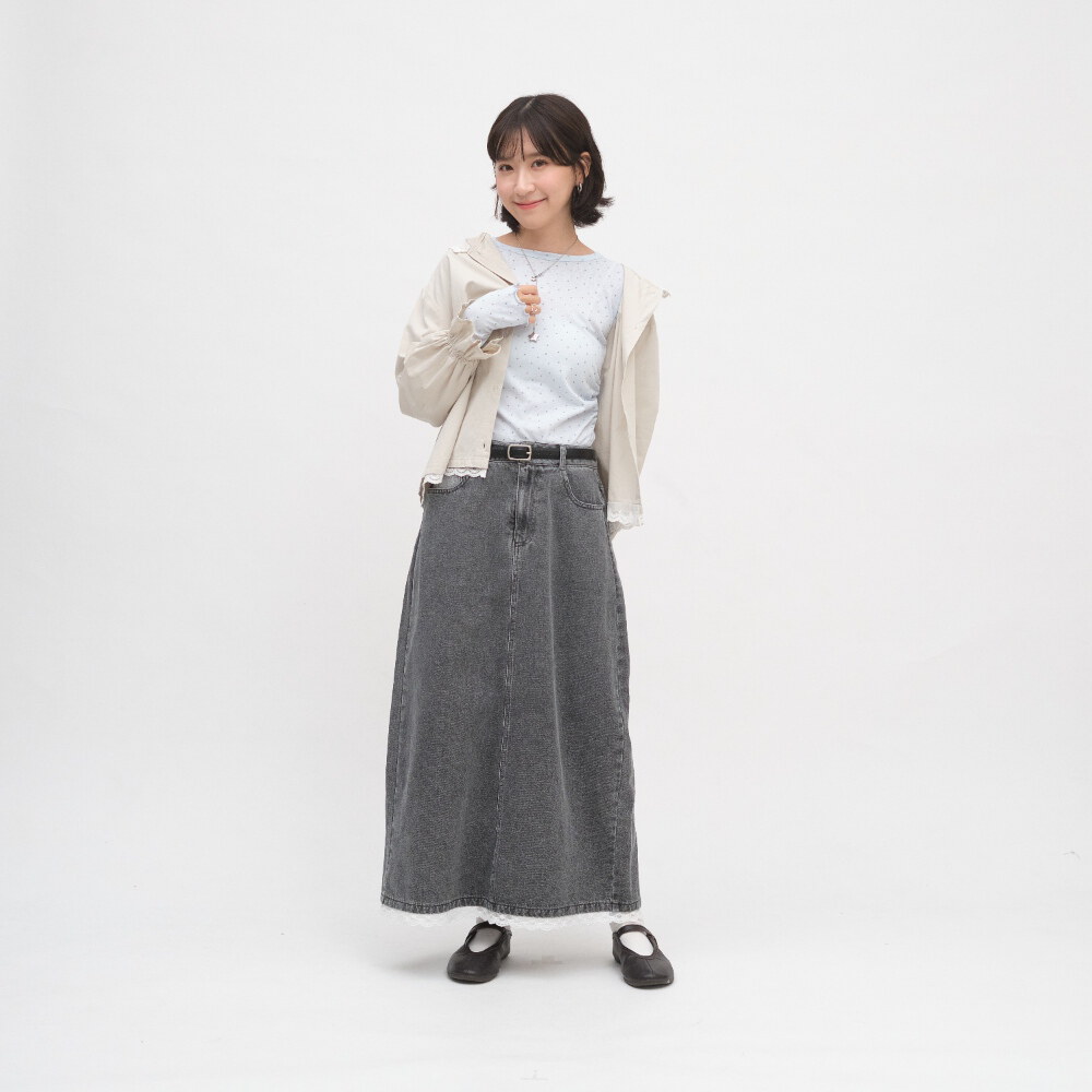 蕾絲拼接連帽襯衫