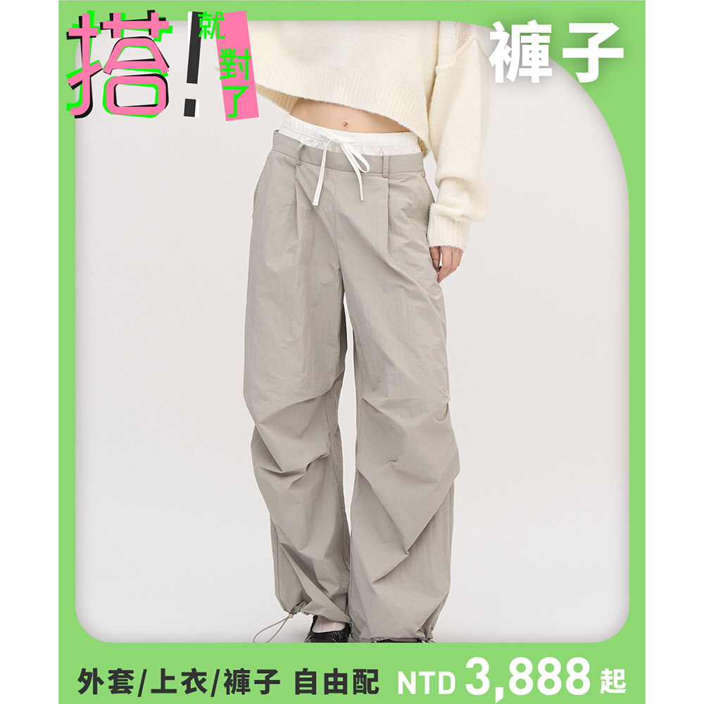 雙腰頭工裝長褲