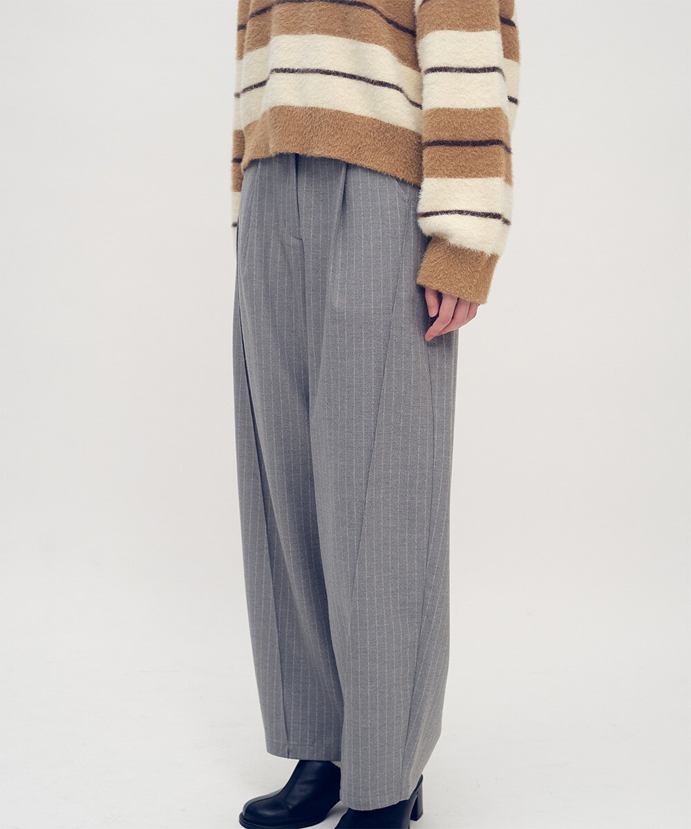 條紋闊腿褲