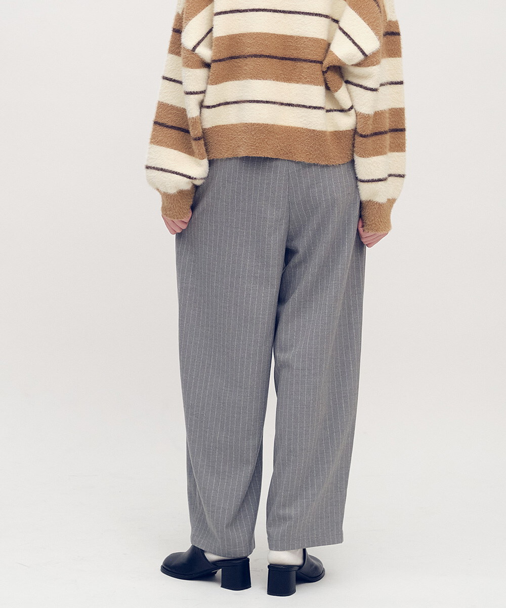 條紋闊腿褲