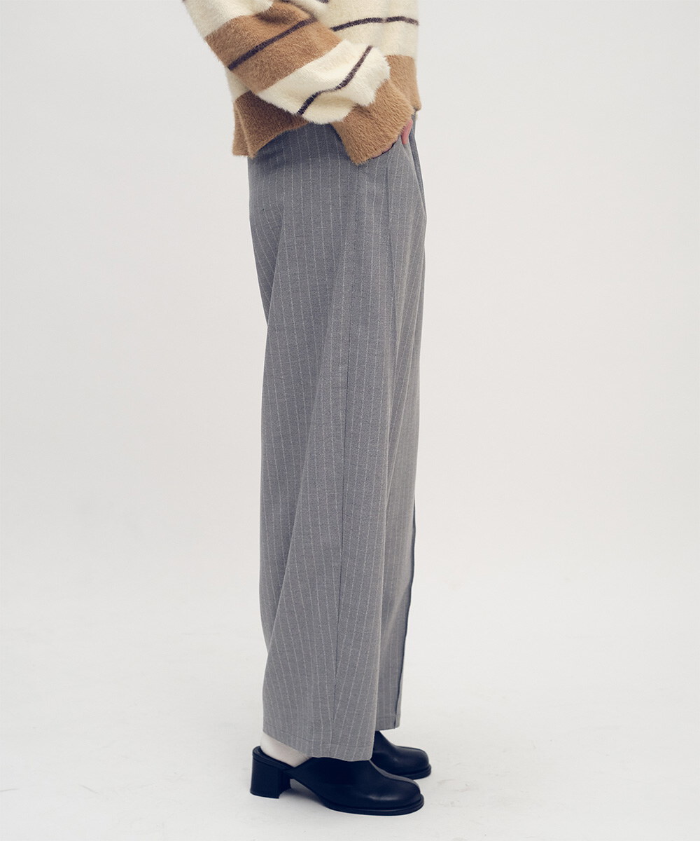 條紋闊腿褲