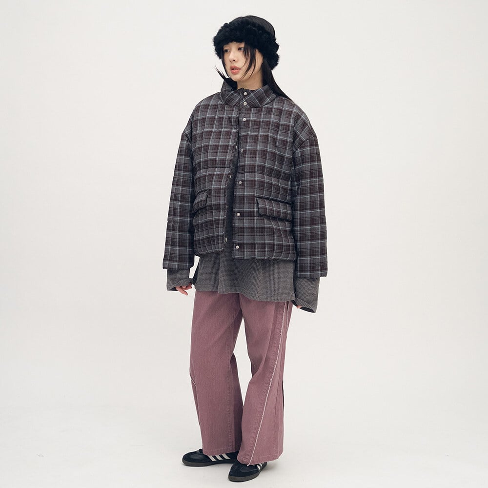 不收邊剪接水洗寬褲