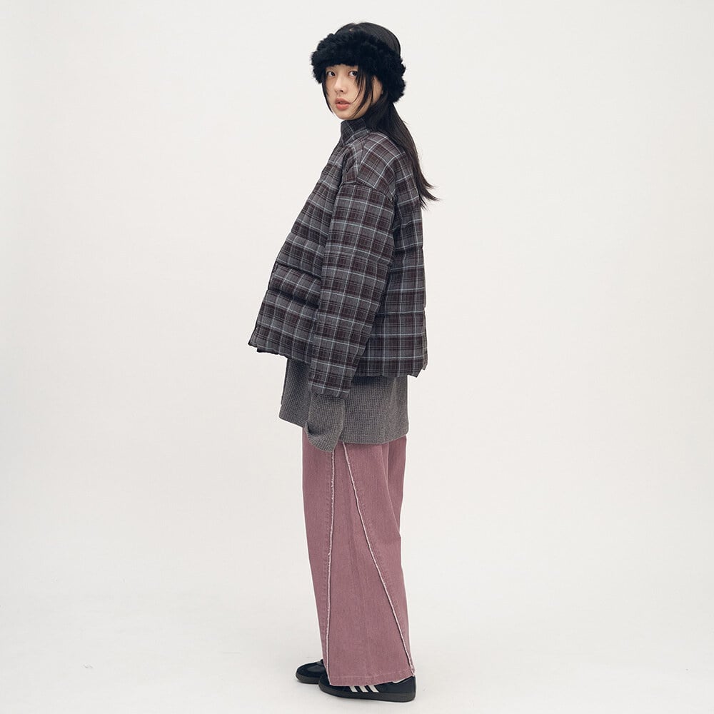 不收邊剪接水洗寬褲