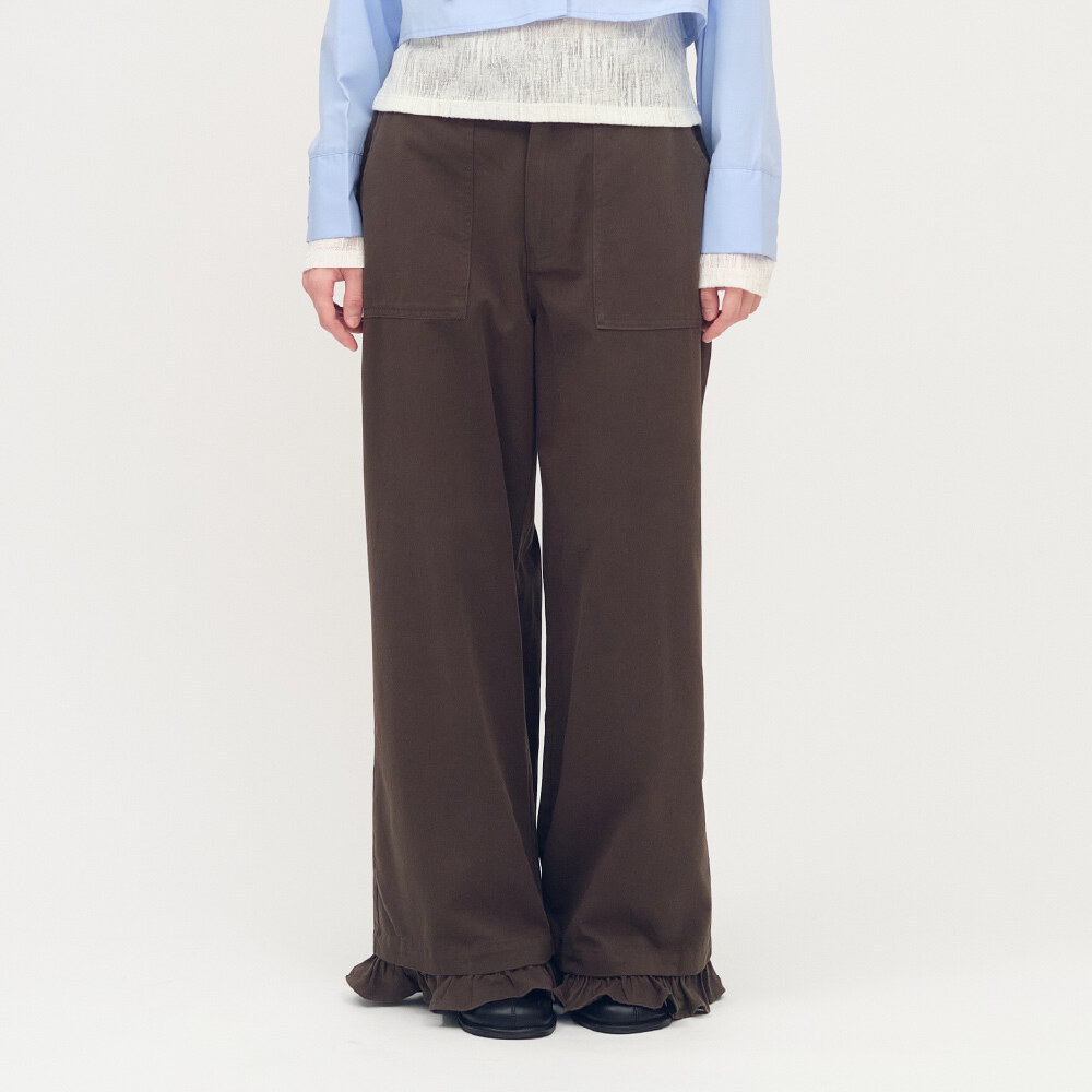 2WAY 可拆荷葉下擺寬褲