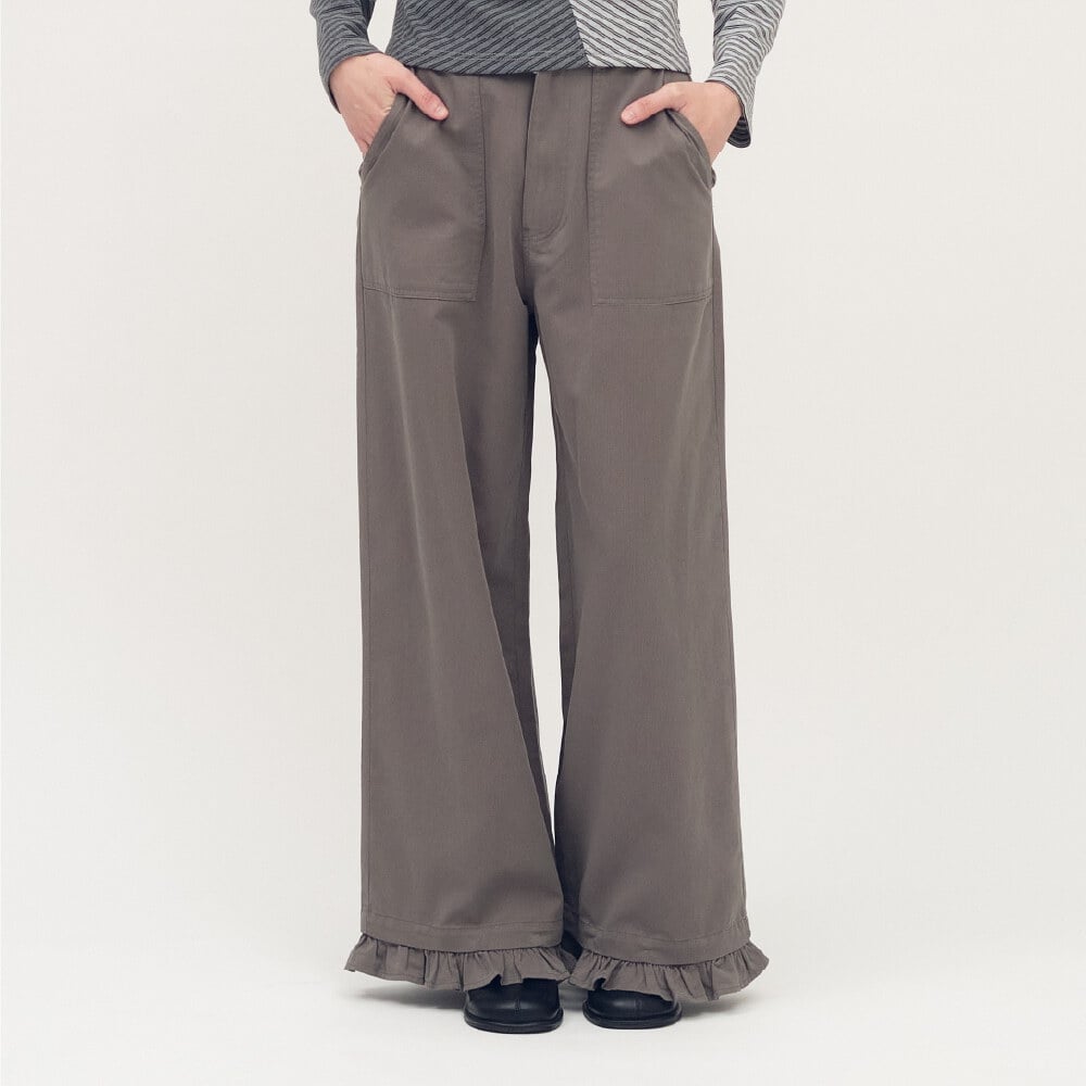 2WAY 可拆荷葉下擺寬褲